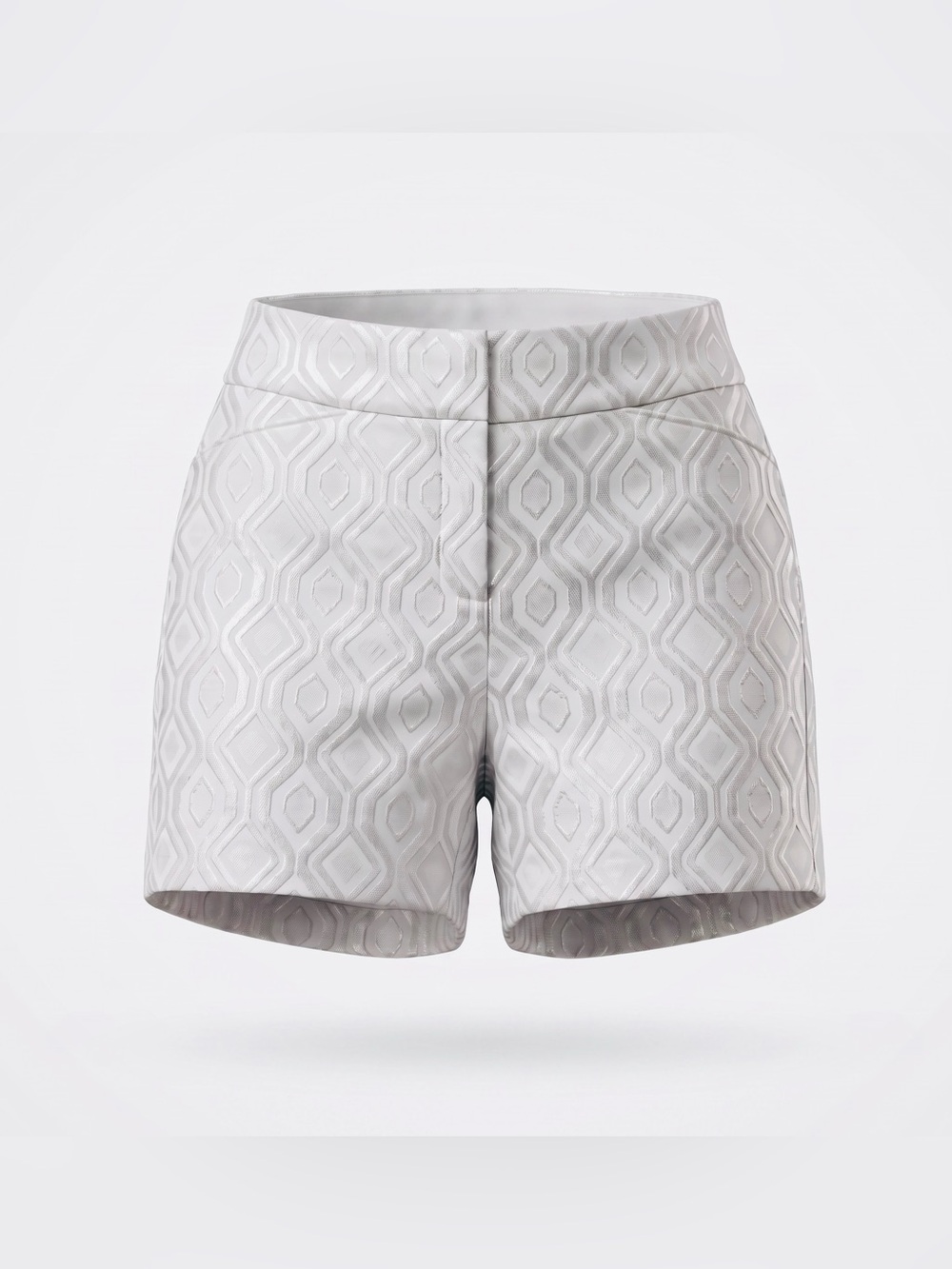 White House Black Market White Textured Geometric High-Rise Shorts - New